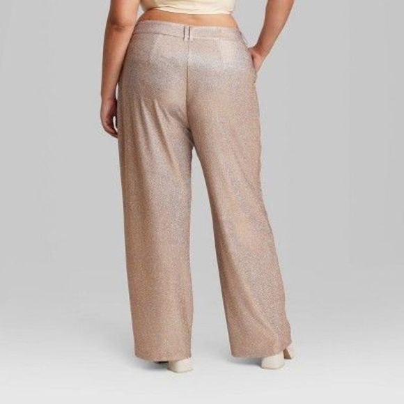 Women's Wide Leg Glitter Trouser Pants - Wild Fable Copper 17 - Picture 2 of 2